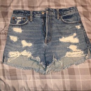 High rise denim shorts